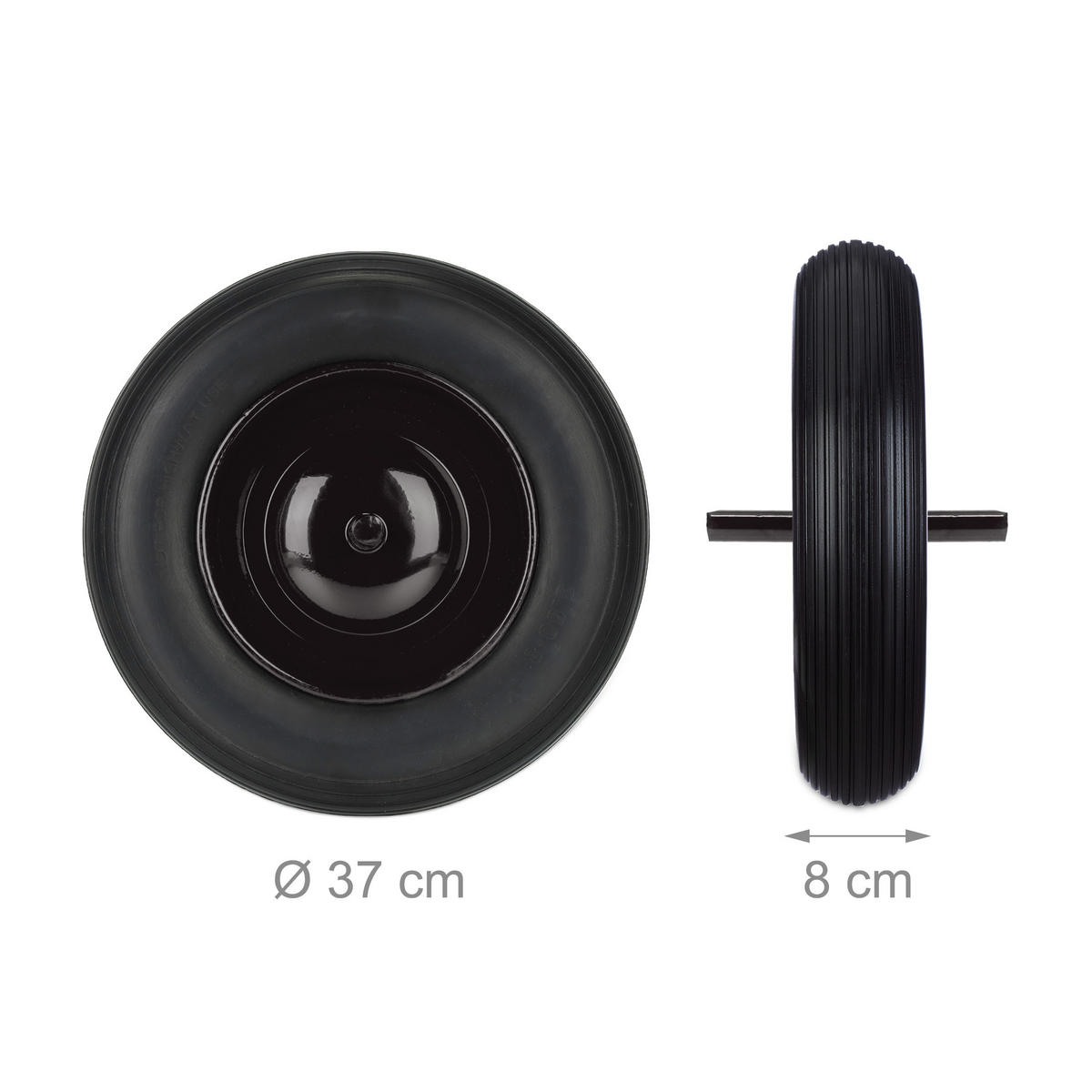 SCHUBKARRENRAD - Schwarz, Kunststoff/Metall (37/37/24.5cm) - Relaxdays