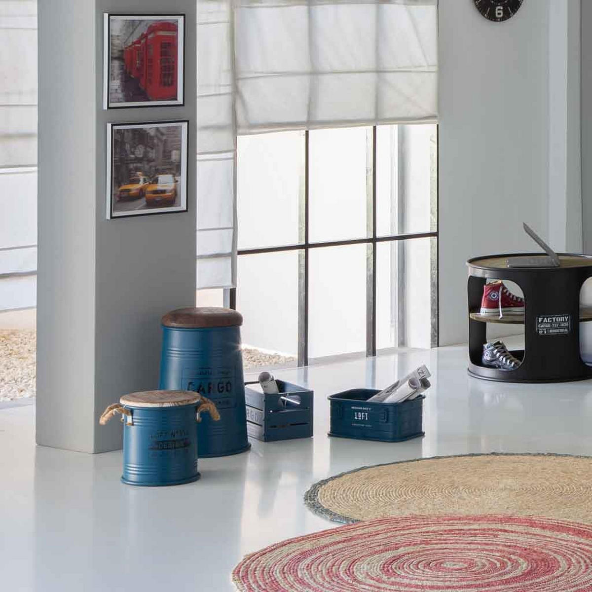 HOCKER aus Metall, blau, 33x47cm - Blau, Metall (34/28/47cm) - Wanderlust
