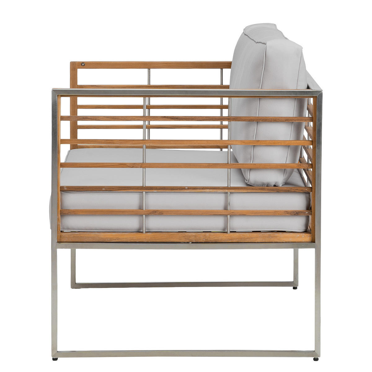 GARTENSESSEL - Webstoff / Teak massiv - Hellgrau, Holz/Textil (83/74/70cm) - home24