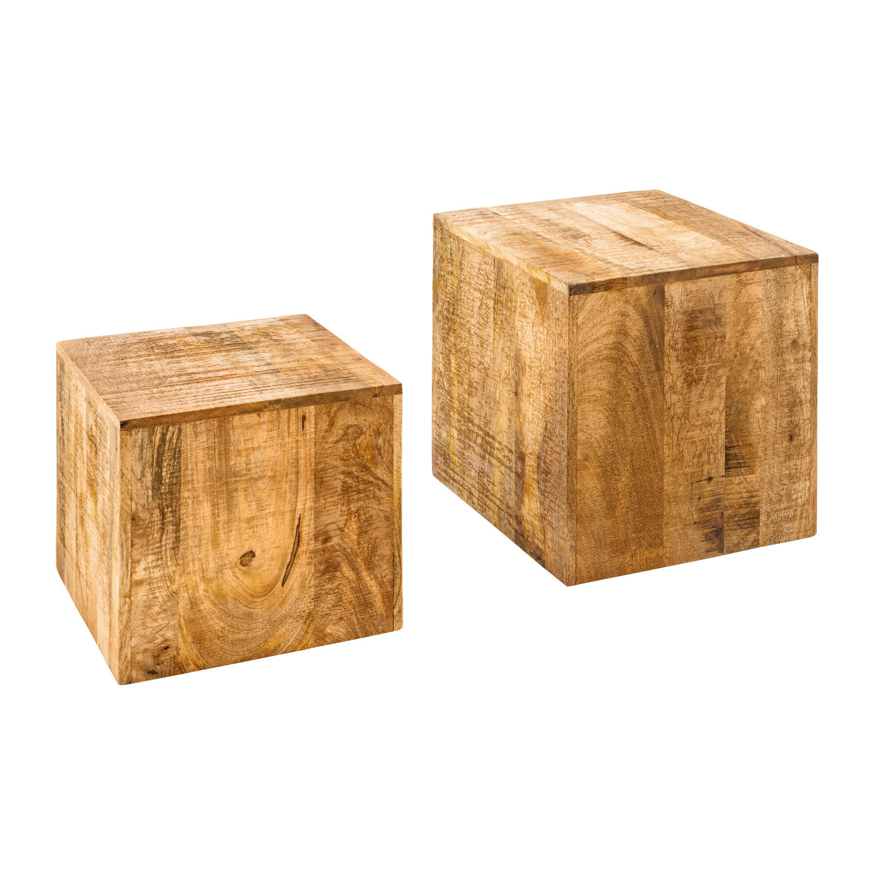 BEISTELLTISCH CURACAO Mango Natur 45 cm 2er Set - Braun, Holz (40/40/45cm) - riess-ambiente