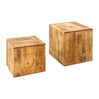 BEISTELLTISCH CURACAO Mango Natur 45 cm 2er Set - Braun, Holz (40/40/45cm) - riess-ambiente