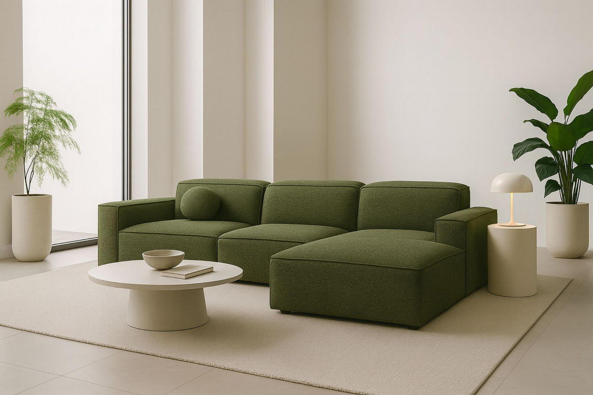 ECKSOFA Cursal L-Form, Stoff Artico, Moss, Rechts - Grün, Holz (284/166cm) - Kaiser Möbel