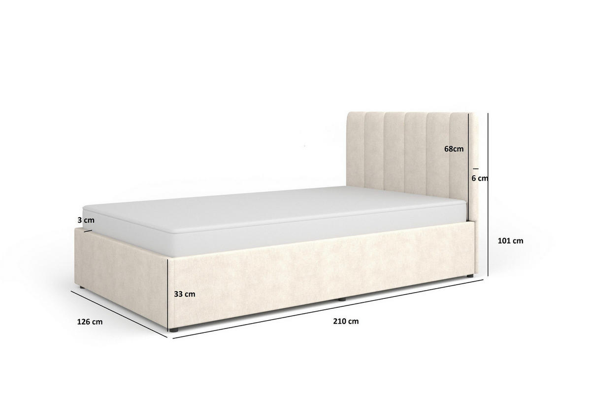 POLSTERBETT MONI 12 120/200 cm in Velours Beige - Beige, Holzwerkstoff/Textil (120/200cm) - Deine Möbel 24
