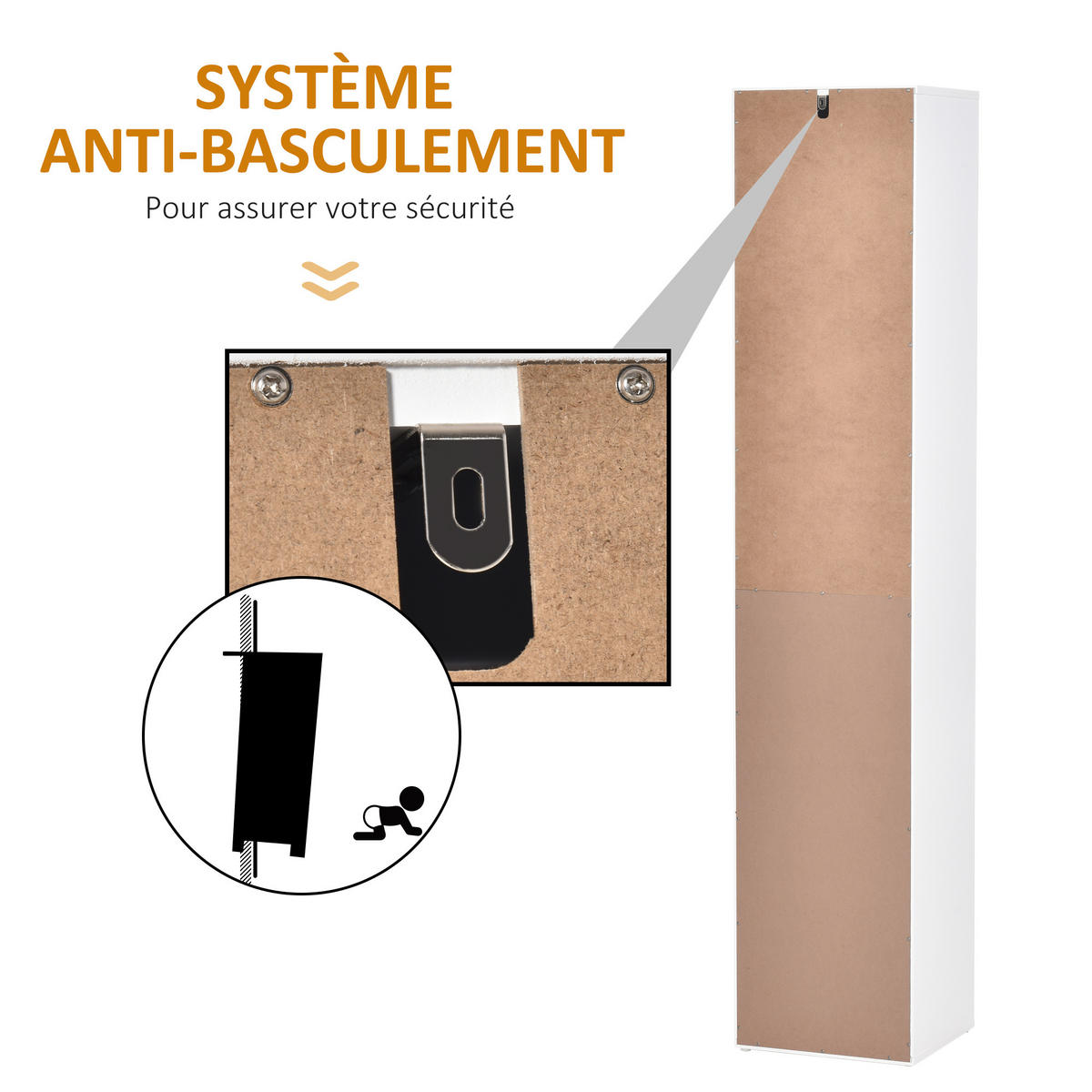 HOCHSCHRANK DE-12521 35/31/172 cm mit Schublade Weiß - Weiß, Holzwerkstoff (31/172/35cm) - ComfortXL