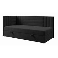 BOXBETT KAYA 90/200 in Velours Schwarz H3 links - Schwarz, Holz/Holzwerkstoff (90/200cm) - Deine Möbel 24