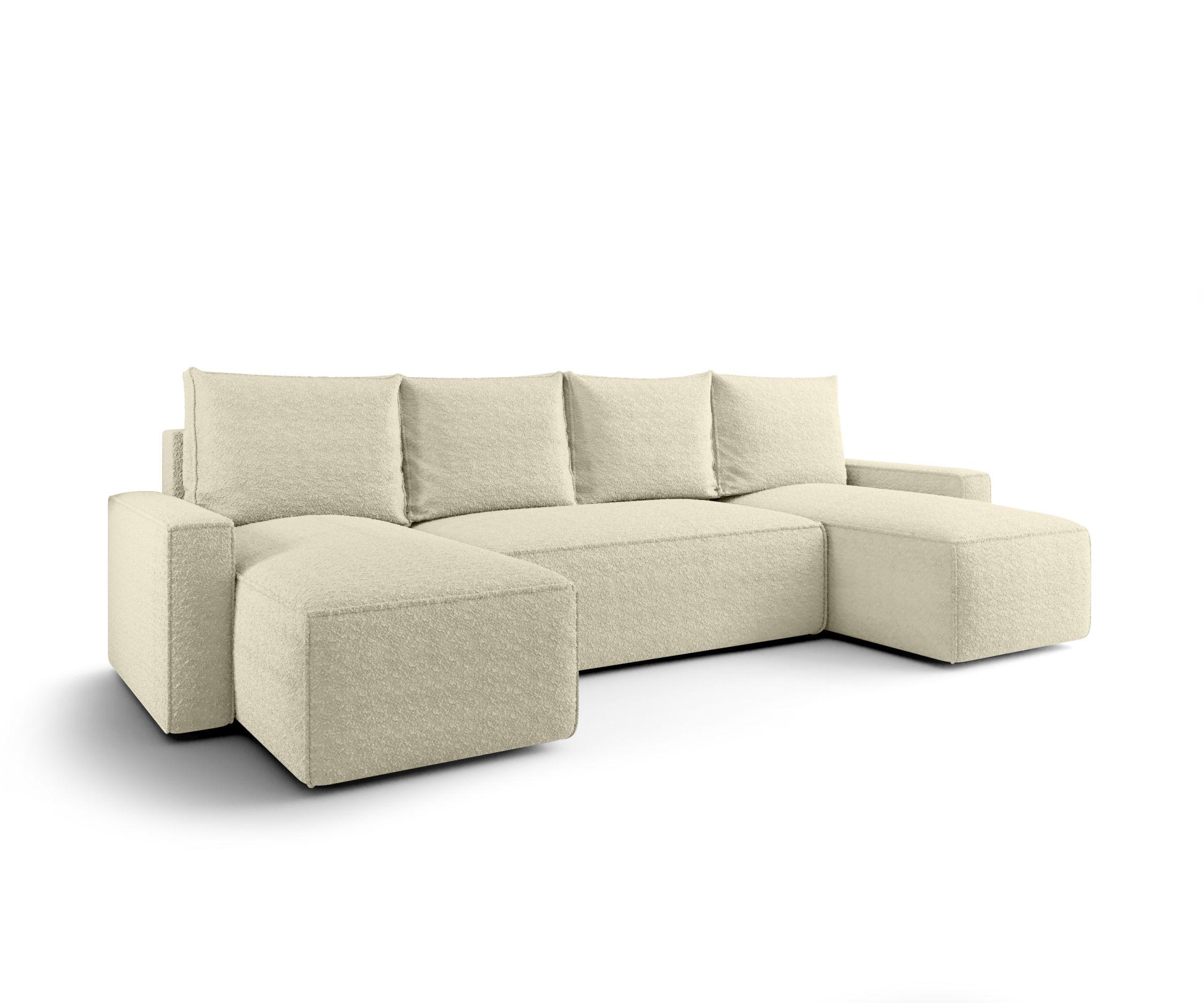 WOHNLANDSCHAFT mit Schlaffunktion SAVIO U Quelle 02 - Ecru, Textil (300/75/140cm) - Bedante