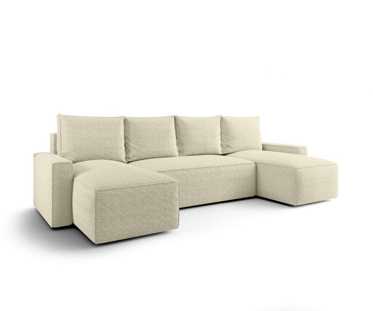 WOHNLANDSCHAFT mit Schlaffunktion SAVIO U Quelle 02 - Ecru, Textil (300/75/140cm) - Bedante