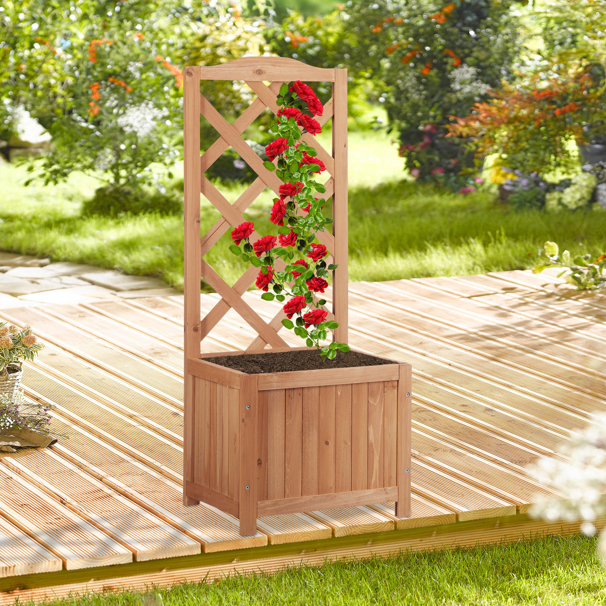 RANKKASTEN - Hellbraun, Holz (36/90/36cm) - Relaxdays