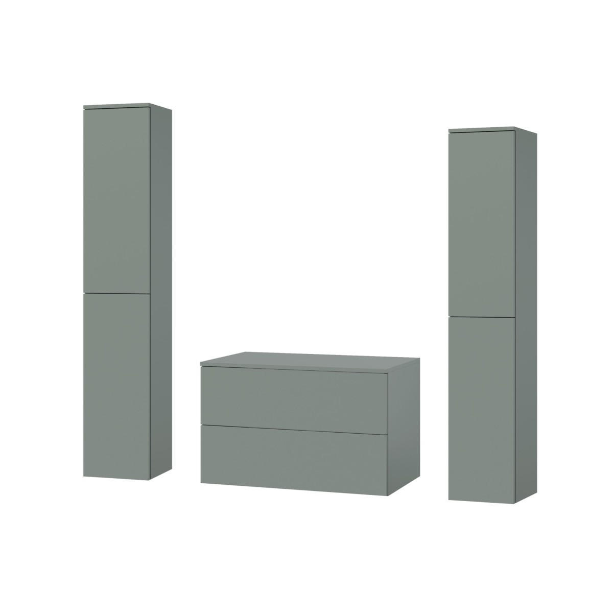 BADMÖBEL-SET Color Aloe 3-Teilig (2S 80 + 2D 160 X2) - Dunkelgrün, Holzwerkstoff (140/160/45cm) - mzm24