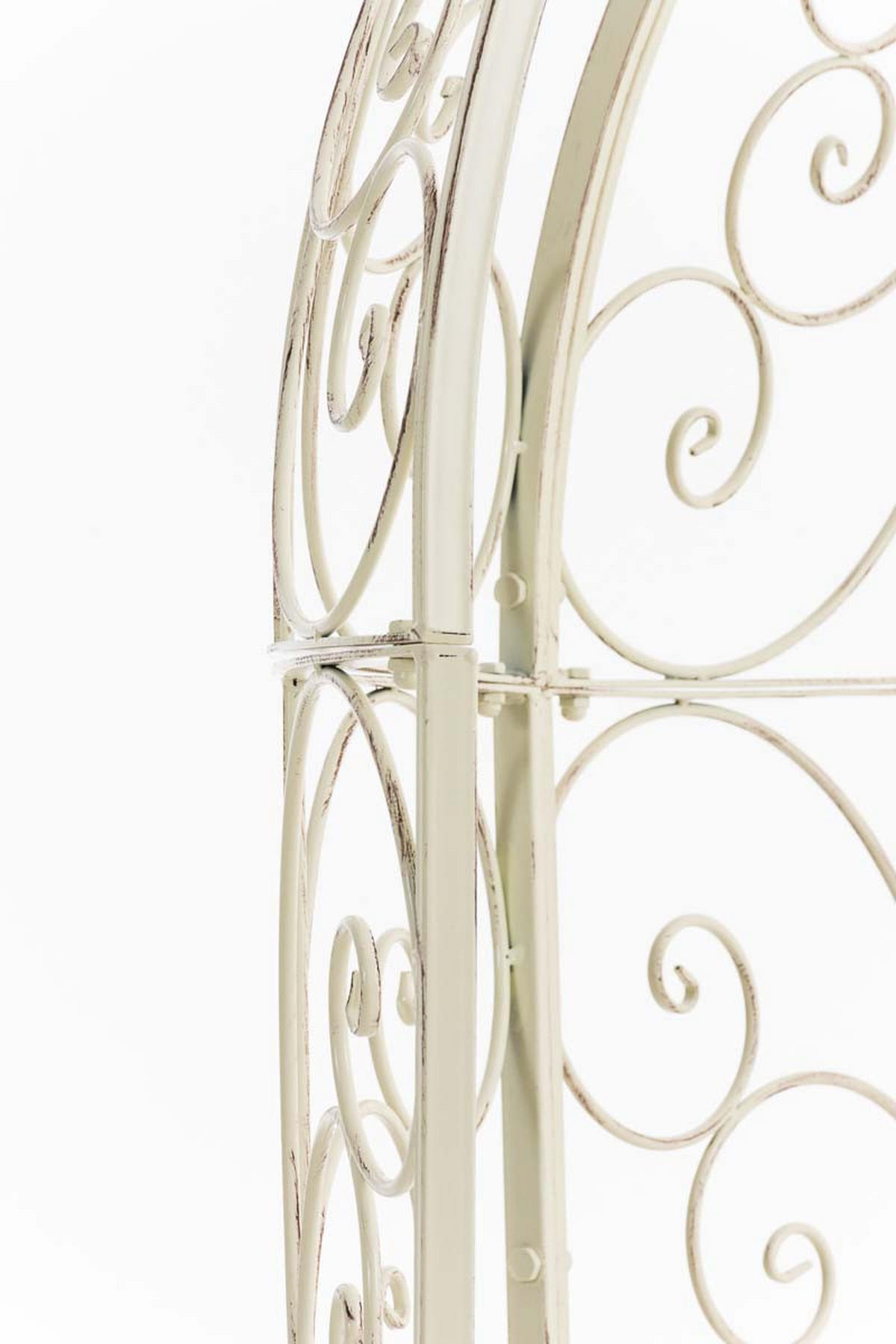 HALBPAVILLON mit Sitzbank Boston Metall Antik-creme Gartenbank - Beige, Metall (120/178/58cm) - DELUKE