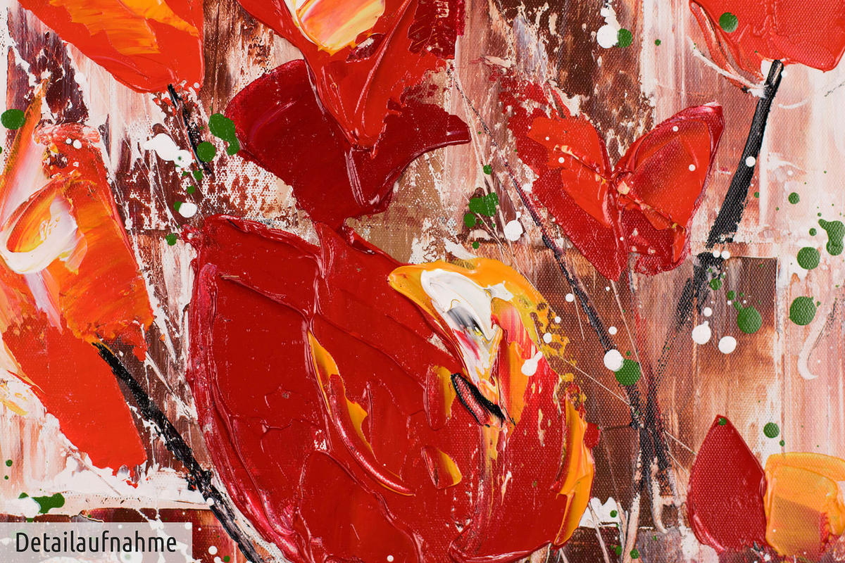 ACRYLBILD HANDGEMALT 60/80 cm - Rot, Holz/Textil (1.34/80cm) - KUNSTLOFT