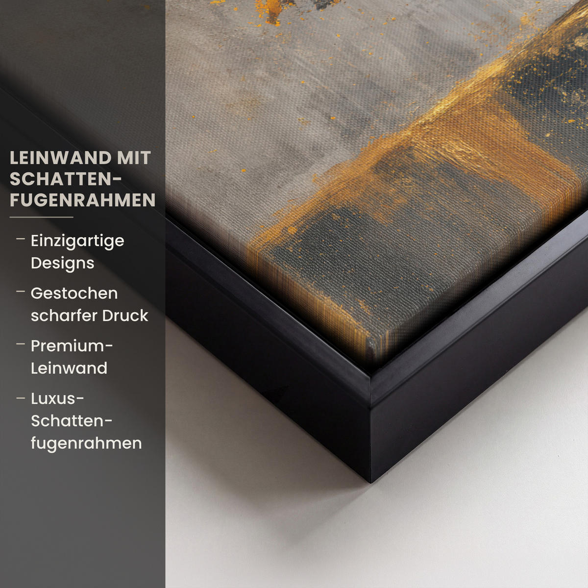 LEINWAND Bilder mit Rahmen - Baum - Blätter - Gold - Abstrakt - 40x30 - Grau, Textil (40/30cm) - MuchoWow