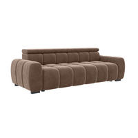 BIGSOFA ALESSIO Velours Taupe mit elektrischer Sitztiefenverstellung - Taupe, Kunststoff/Textil (248/77/108cm) - 99rooms