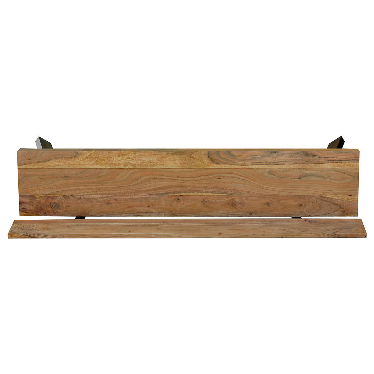 SITZBANK - Akazie massiv / Eisen - Akaziefarben, Holz (178/80/38cm) - home24