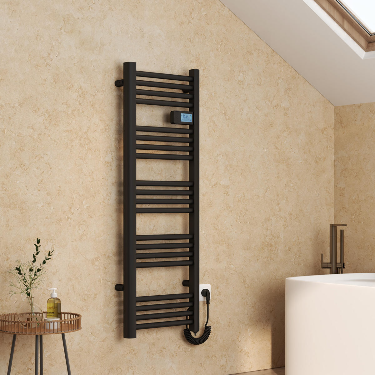 HEIZKÖRPER Elektrischer Handtuchhalter Schwarz 120/40/4,3 cm - Schwarz, Metall (40/120/4.3cm) - EMKE