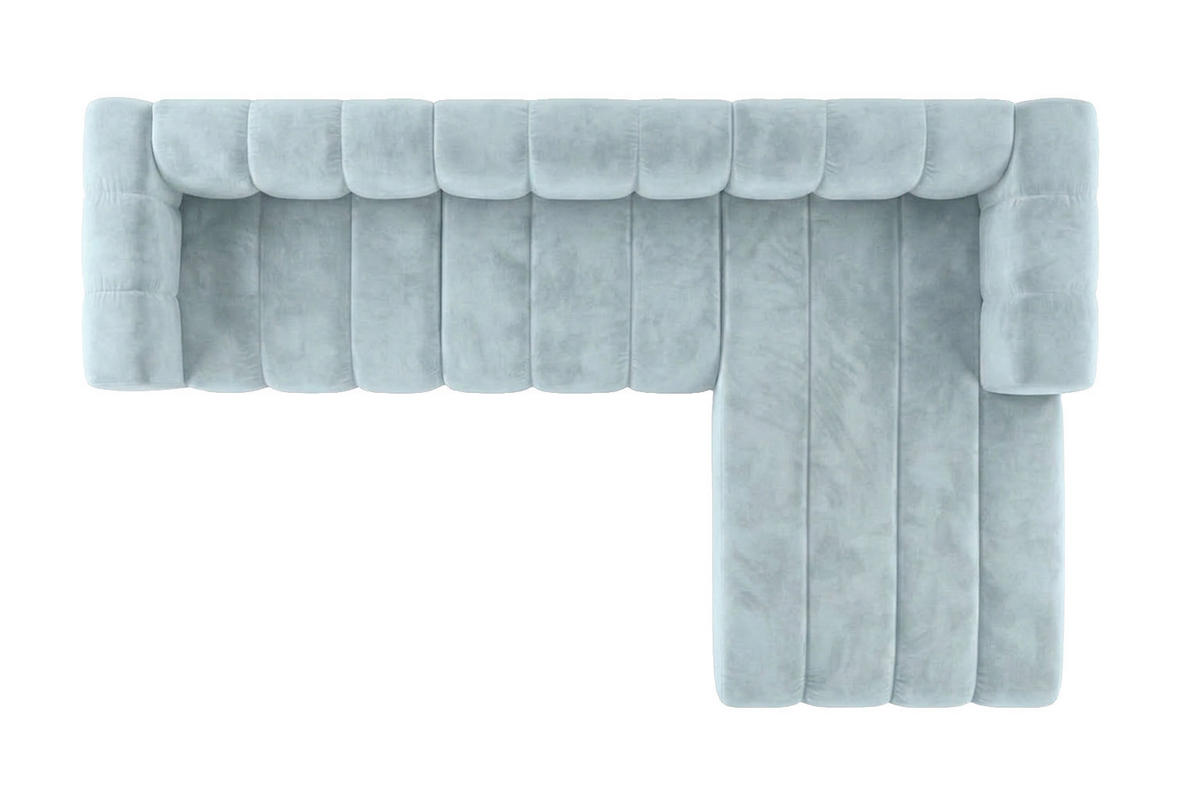 ECKSOFA Modulares In L-Form, Velvet-Stoff Riviera, Babyblau, Rechts, GRAND 318 cm - Hellblau, Holz (318/179cm) - Kaiser Möbel