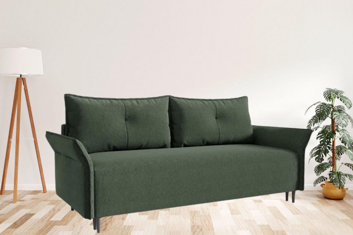 SCHLAFSOFA Ashton, Sofa mit Schlaffunktion und Bettkasten, Farbe: Grün, Veloursstoff - Grün, Textil (235/100/86cm) - Sepro Meble