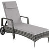 RATTAN-SONNENLIEGE ,200 x 70 x 33 cm,grau/hellgrau - Grau, Kunststoff (70/33/200cm) - tectake