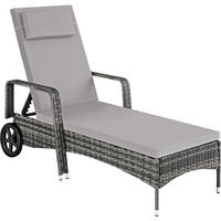 RATTAN-SONNENLIEGE ,200 x 70 x 33 cm,grau/hellgrau - Grau, Kunststoff (70/33/200cm) - tectake