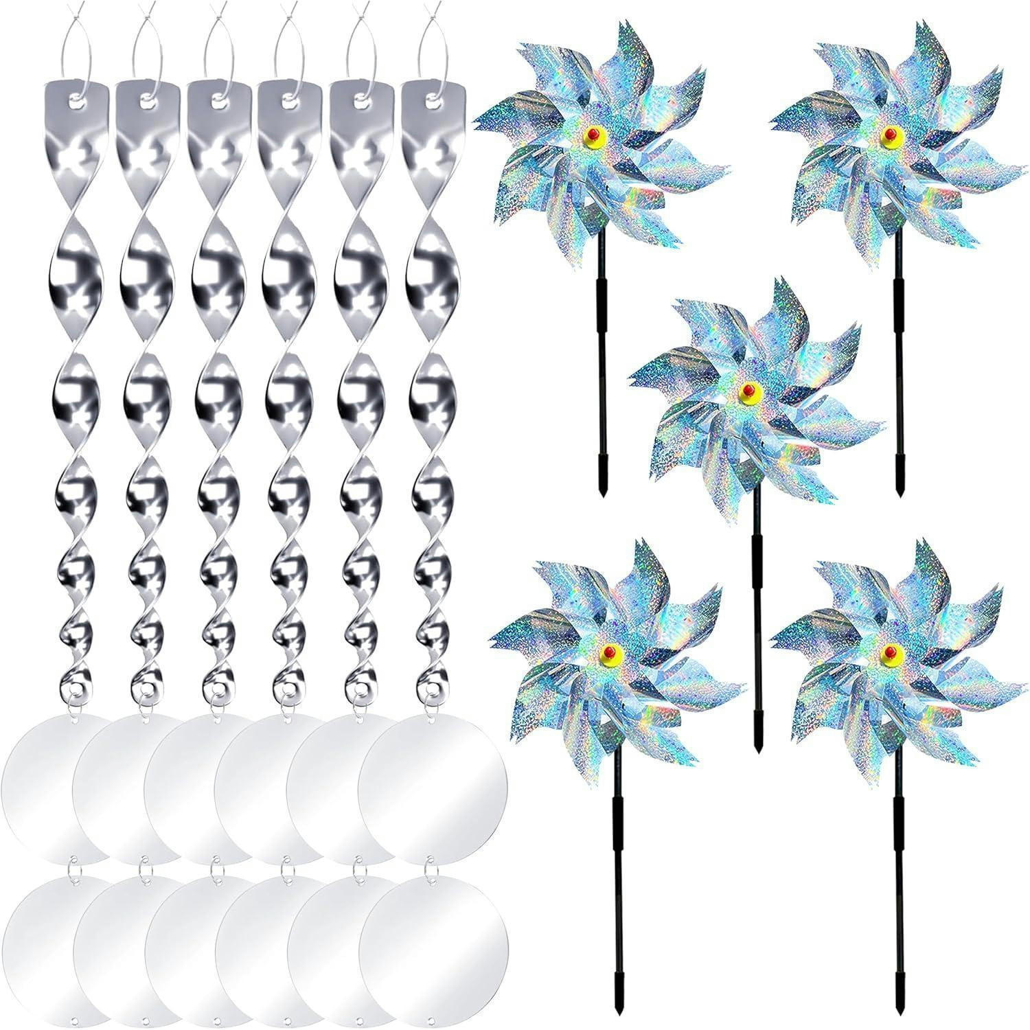 WINDRAD Vogelabwehr 5er Set + 6er Windspiel Set - Multicolor, Kunststoff (54/24/1cm)