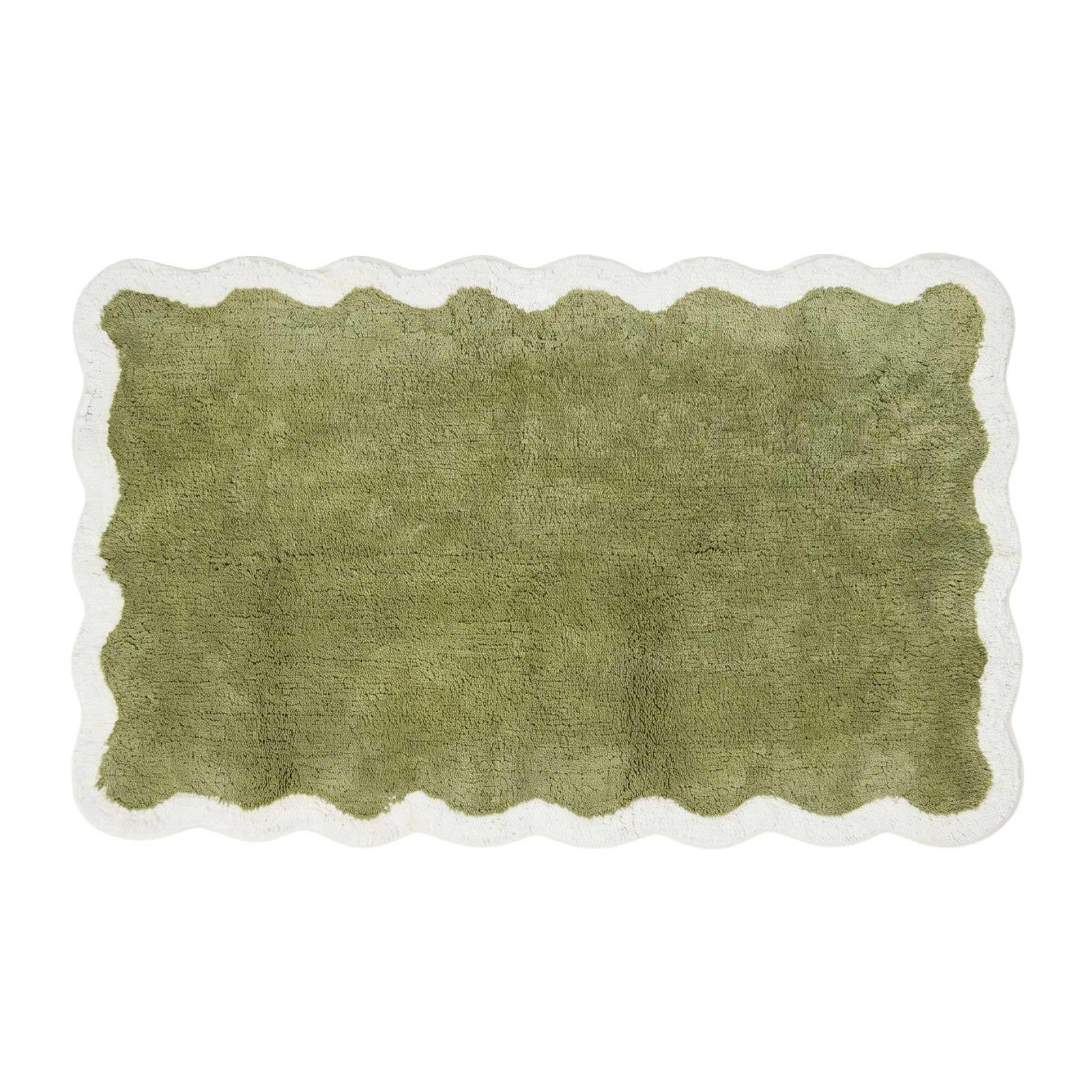BADTEPPICH Wellenrand 50/80 cm, 100 % Baumwolle - Grün, Textil (50/80cm) - Homescapes