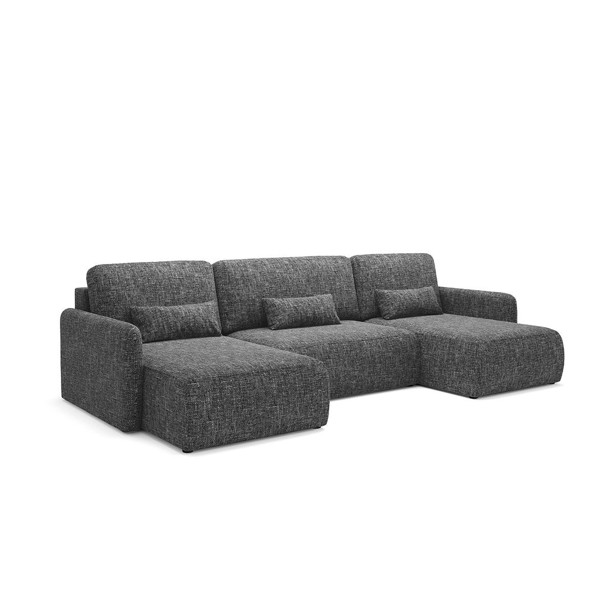 PANORAMASOFA Lazarus 4 Sitzplätze Dunkelgrau - Grau, Holz (290/86/148cm) - Petits-meubles