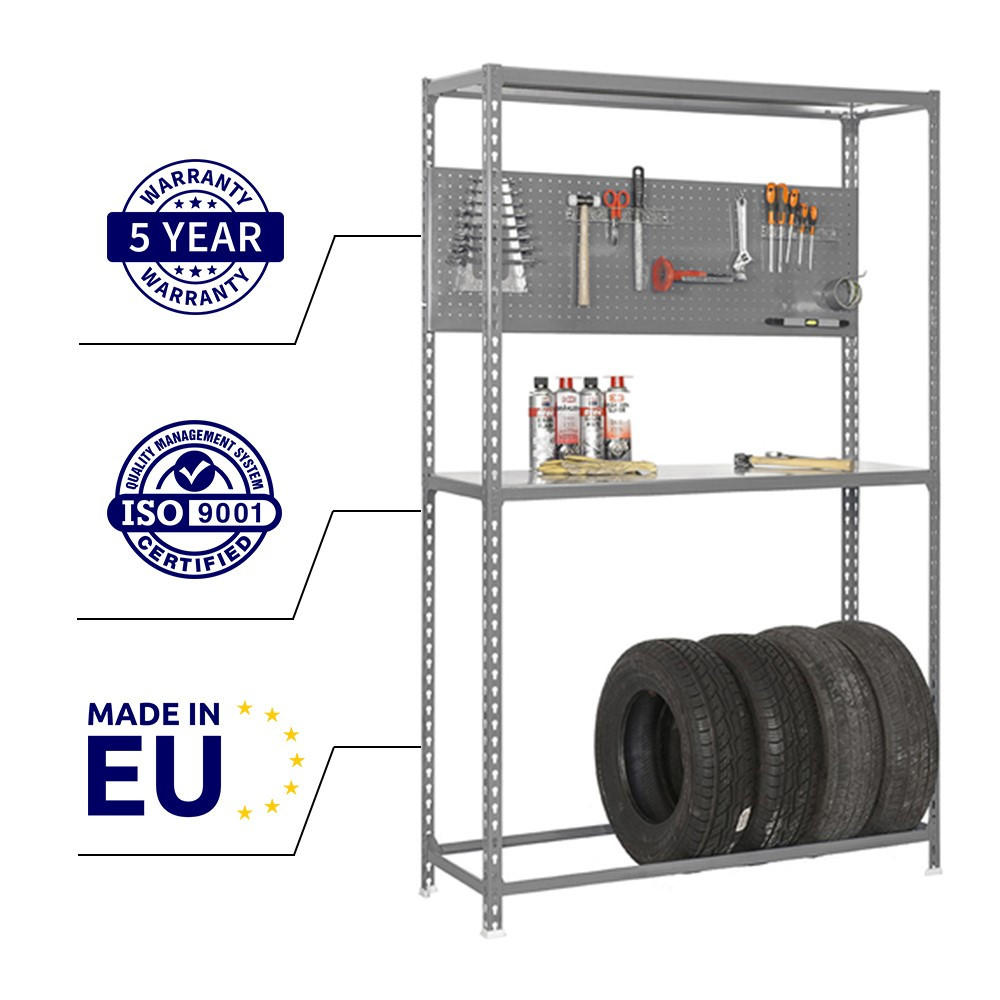 Thumbnail - Proregal Reifenregal, Grau, Metall, 100x200x40 cm, Freizeit, Heimwerken, Werkstatt