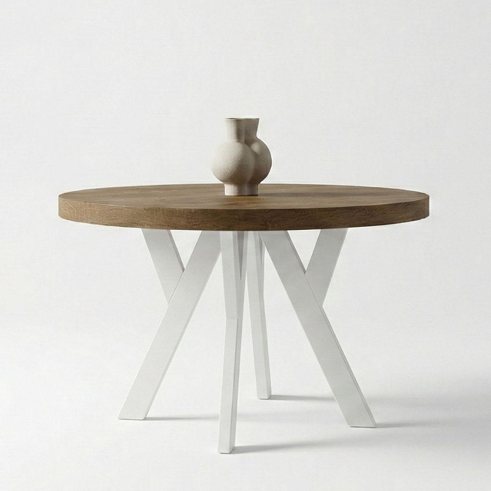 ESSTISCH Runder Ausziehbarer PERO 90/190, Eiche Lefkas/Weiss - Dunkelbraun, Holz (190/90/77cm) - Dekori_Interiors