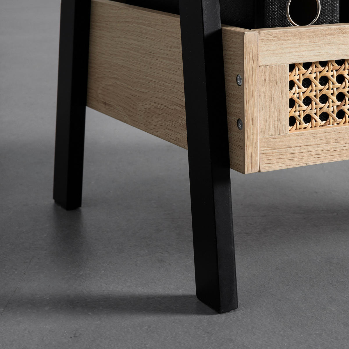 REGAL Denis Naturfarb./Schwarz Echtholz furniert/MDF - Naturfarben, Holz (45/110/35cm)