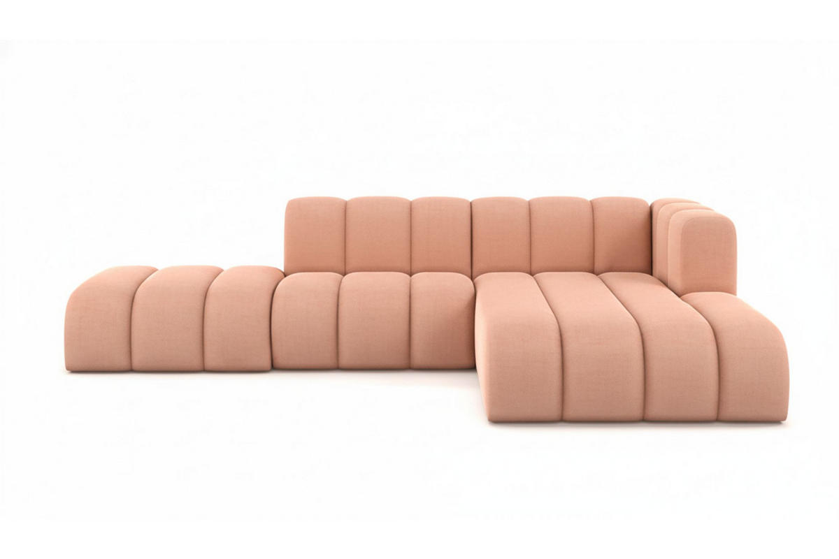 ECKSOFA L-form mit Hocker, Grand Mini, Stoff Salvador, Rosa, Rechts - Rosa, Holz (295/179cm) - Kaiser Möbel
