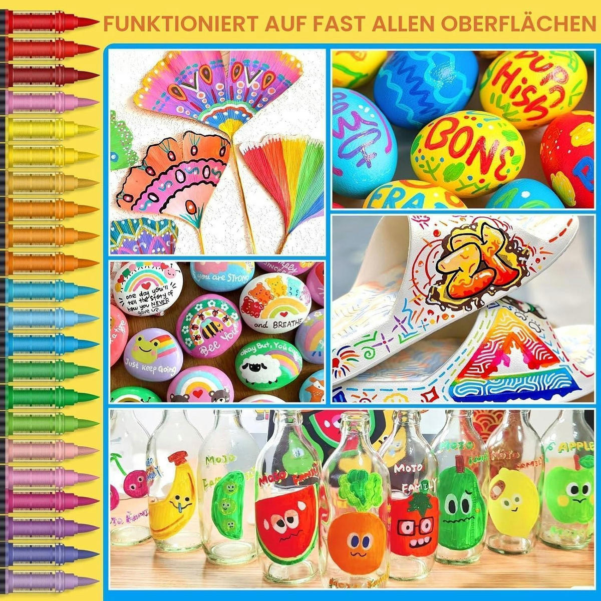 MARKER-SET 162 Farben Acryl-Marker wasserfest - Multicolor, Kunststoff (13/15/26cm)