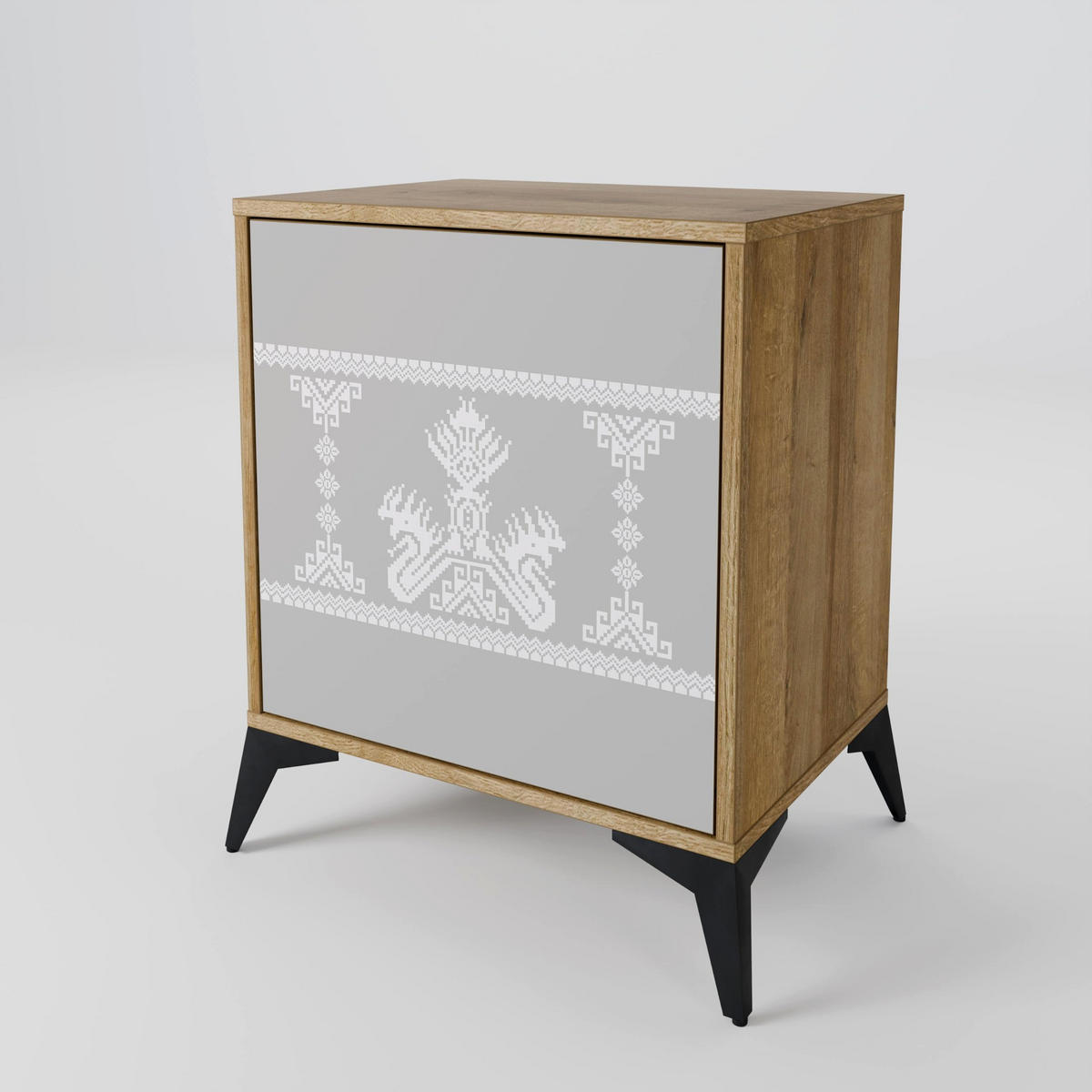 SIDEBOARD THAI GRAY, Eichefarben, 57,5x42x75,5 cm, Goldfarbene Metallfüße - Eichefarben/Goldfarben, Holzwerkstoff/Metall (57.5/75.5/42cm) - SpaceRebels