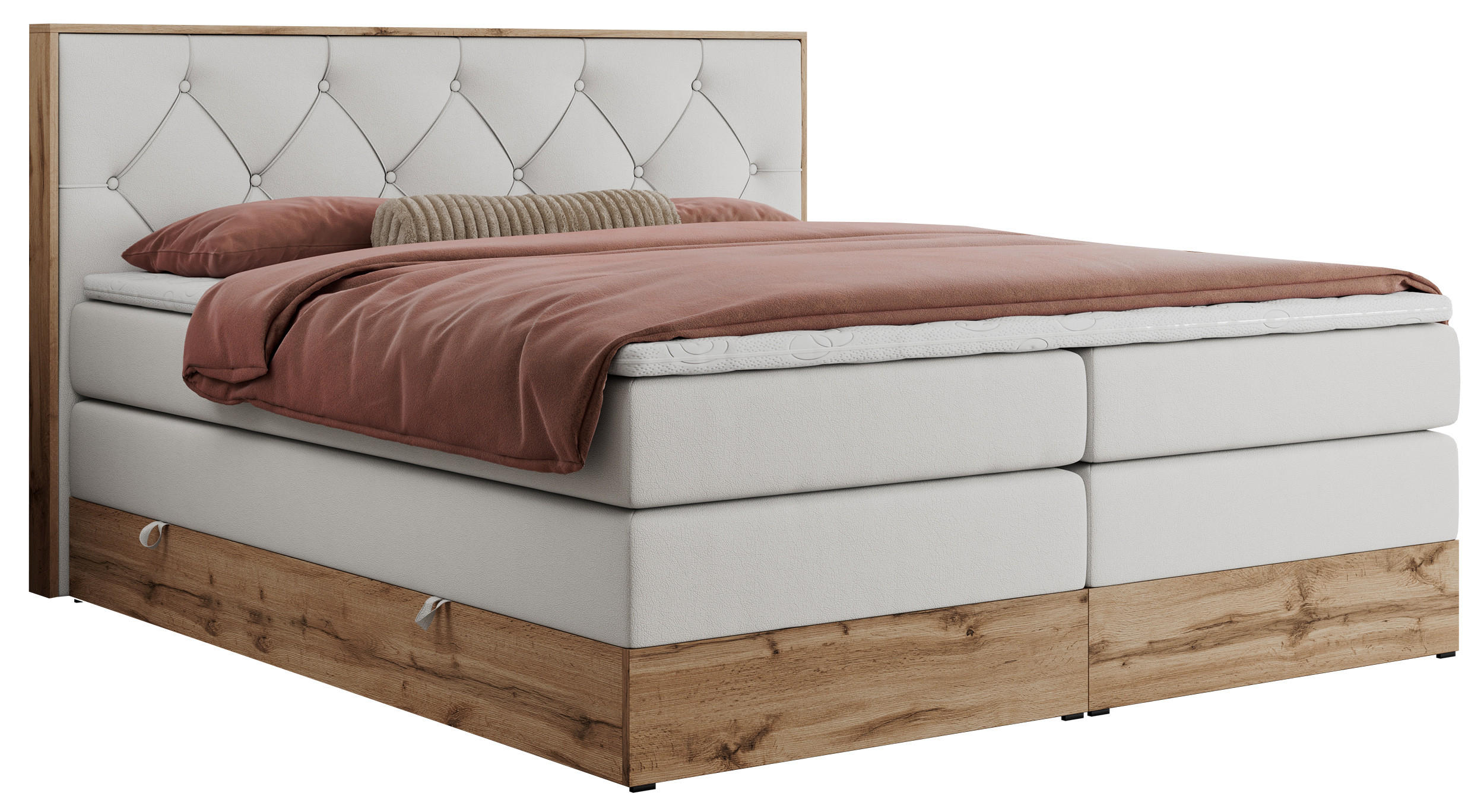 BOXSPRINGBETT VENETO KING 180/200 Weiß Kunstleder - H3 - Weiß, Holz/Textil (180/200cm) - MKS