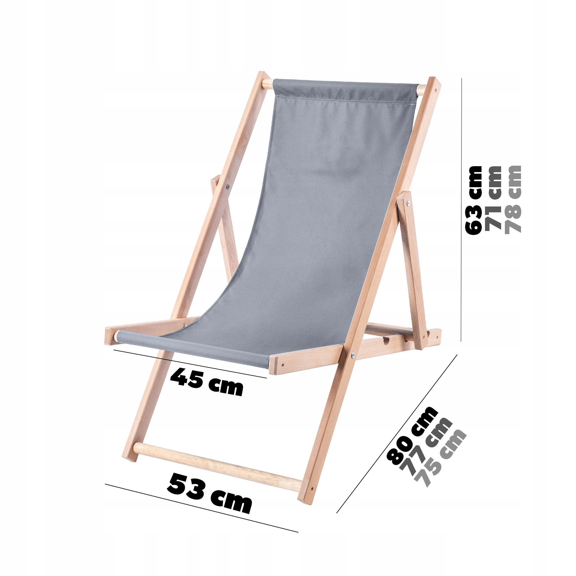 HOLZLIEGESTUHL Grau 2 Stk. - Grau, Holz (53/80cm) - KADAX
