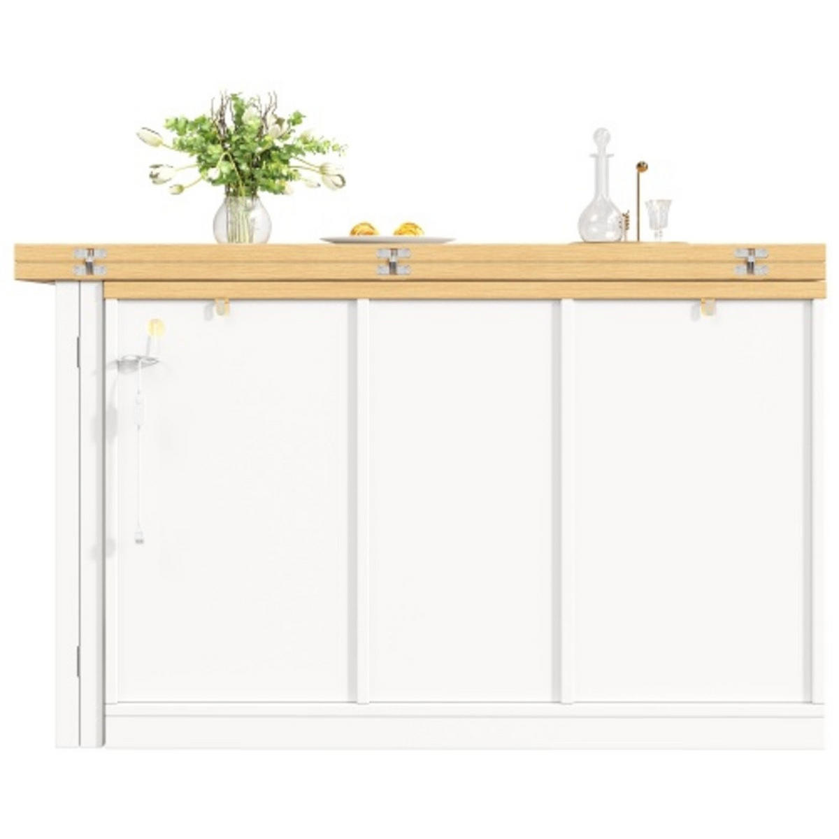 KÜCHENINSEL 120-197×40×72 cm aus MDF und Metall mit 360° drehbarer ausziehbarer Tischplatte, weiß - Weiß, Holzwerkstoff (197/72/40cm) - Luhomfu
