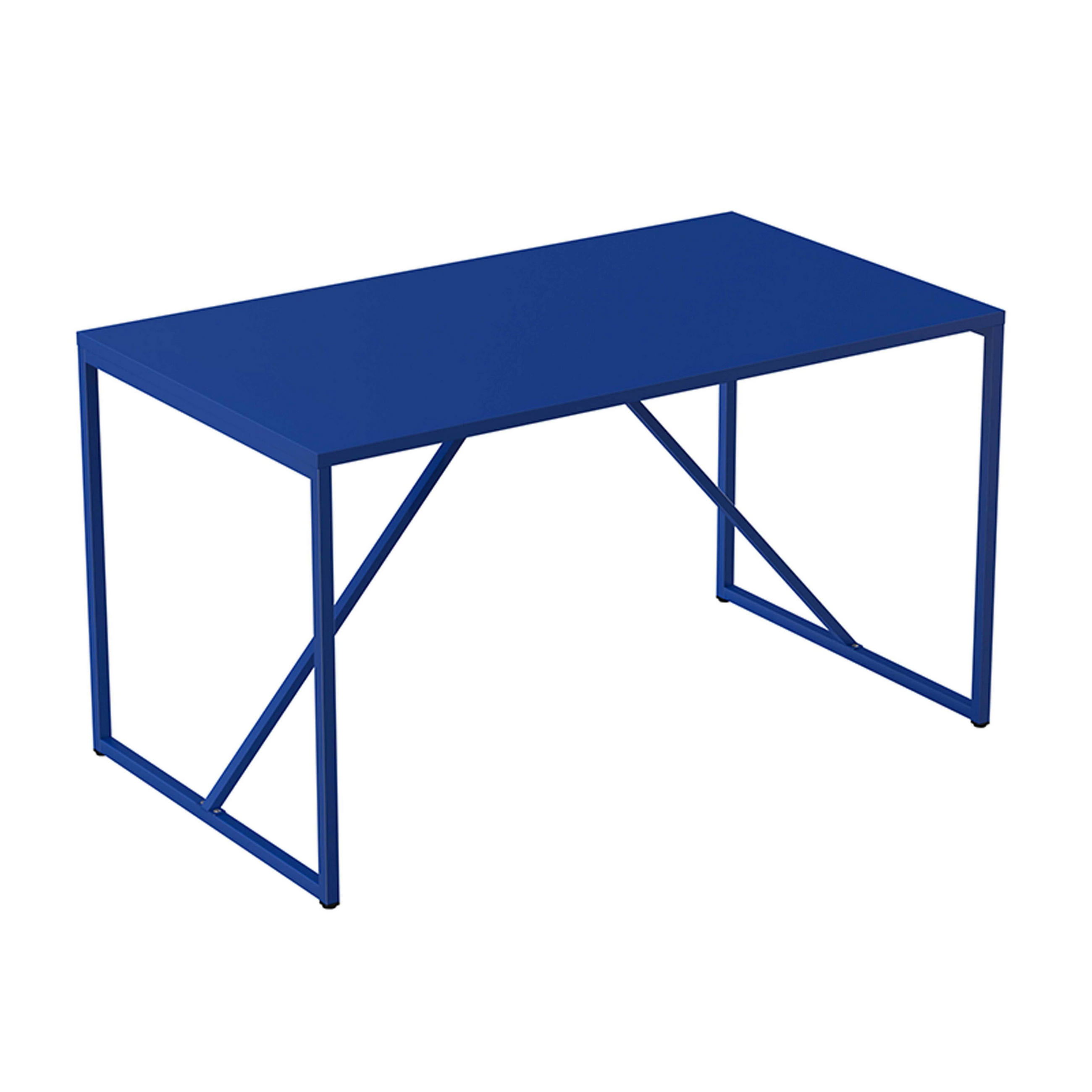 ESSTISCH, Dunkelblau - Blau, Metall (120/80/78cm) - Oviala