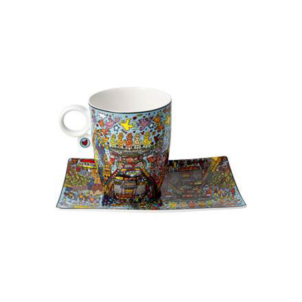 KÜNSTLERTASSE mit Untertasse Rizzi - Remenber those Cool Coal Days, Fine Bone China - Multicolor, Keramik (0.4L) - Goebel