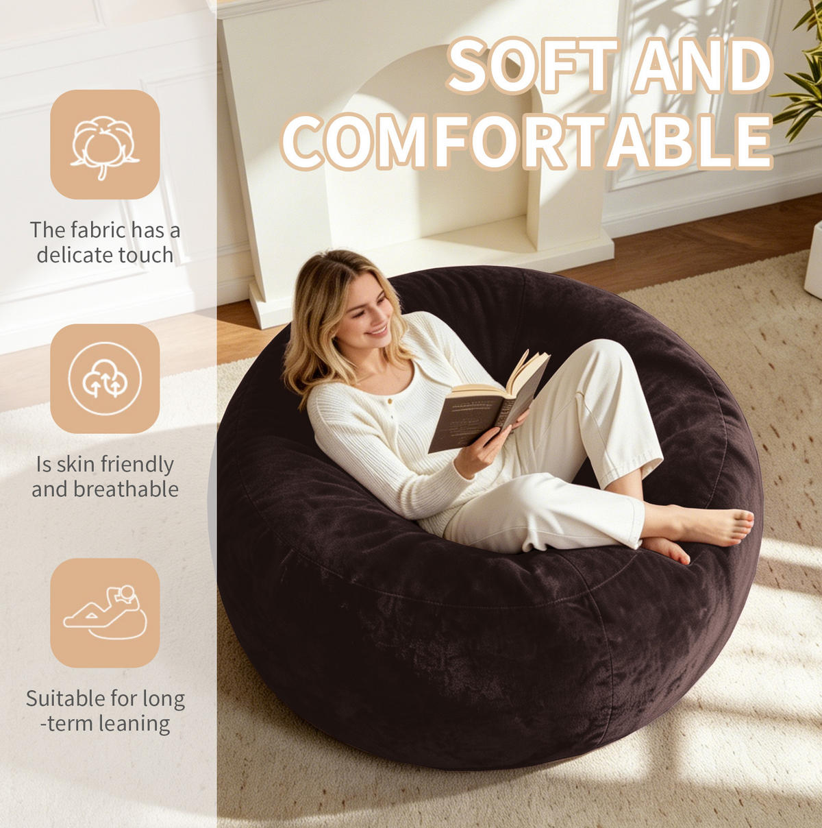 SITZSACKSOFA flexibel 122 cm Braun - Braun, Kunststoff (100/50/100cm) - Beauniv