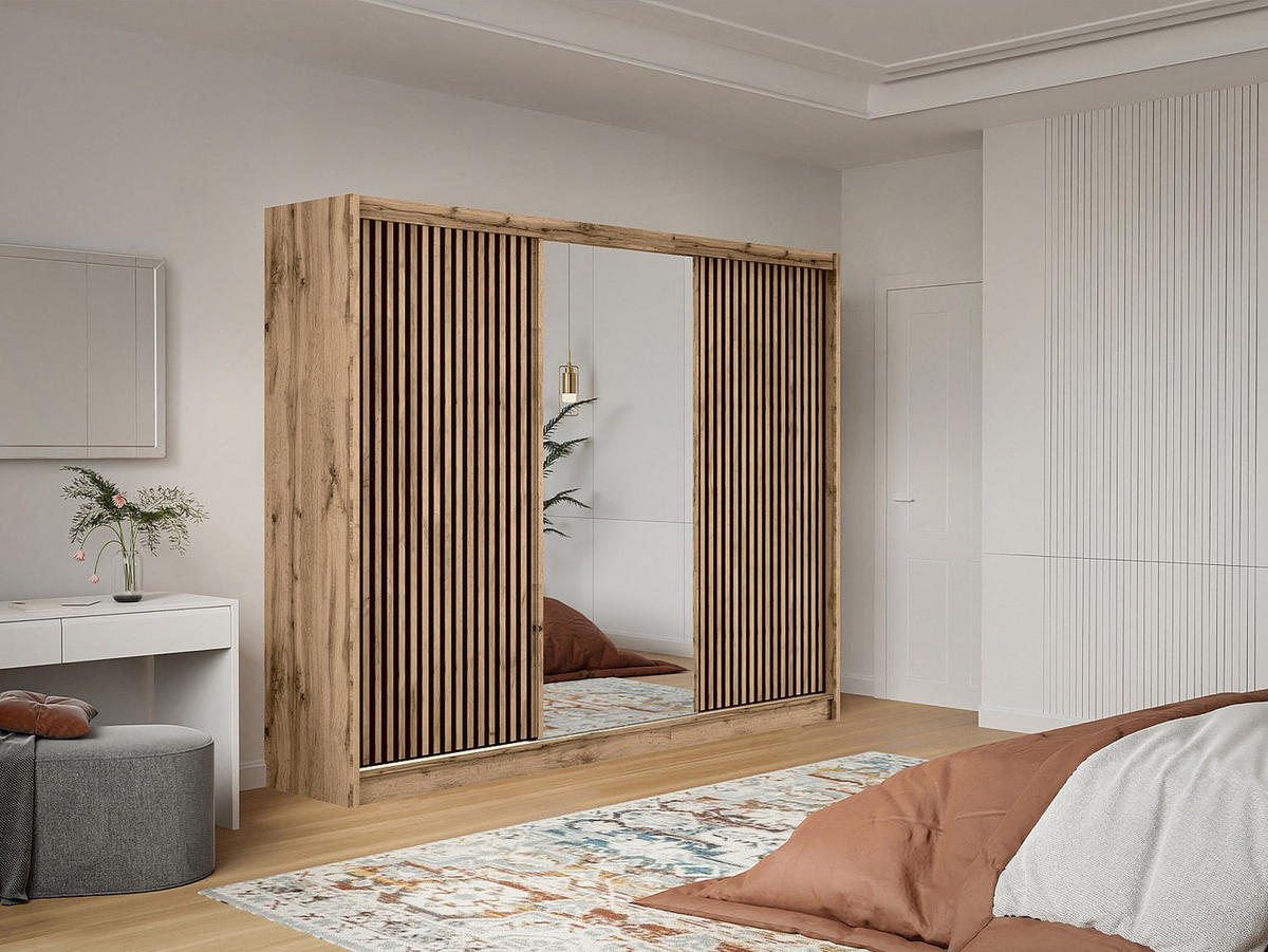 KLEIDERSCHRANK - 250 cm x 61 cm - holz - naturfarben hell Calowi - Naturfarben, Holz (250/215/61cm) - Vente-Unique