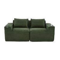 2-SITZER-SOFA DE-33835 modular mit Getränkehaltern Grün - Grün, Textil (188/75/90cm) - ComfortXL