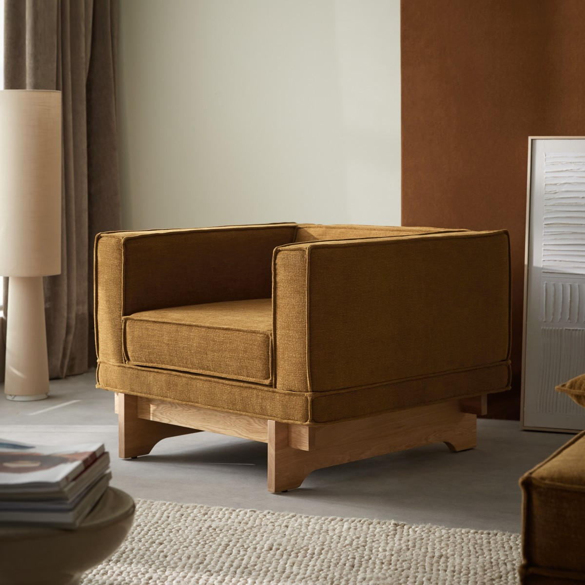 SESSEL Miu Senfgelb aus Stoff - Dunkelgelb, Textil (93/70/90cm) - Tikamoon