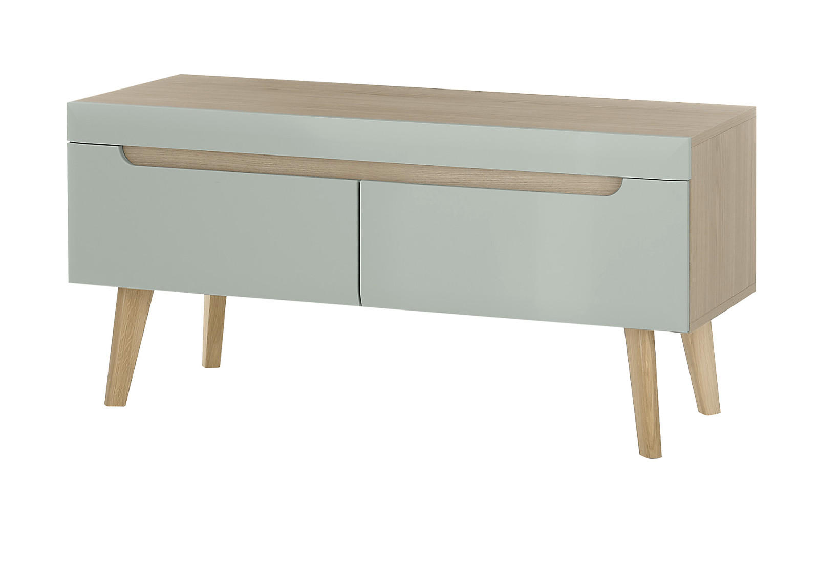 TV-LOWBOARD Pistazie grün, Eiche, skandinavisch 107 cm, TV Unterteil mit Vollauszug - Eichefarben/Pastellgrün, Holz/Holzwerkstoff (107/50/40cm) - Furn.Design