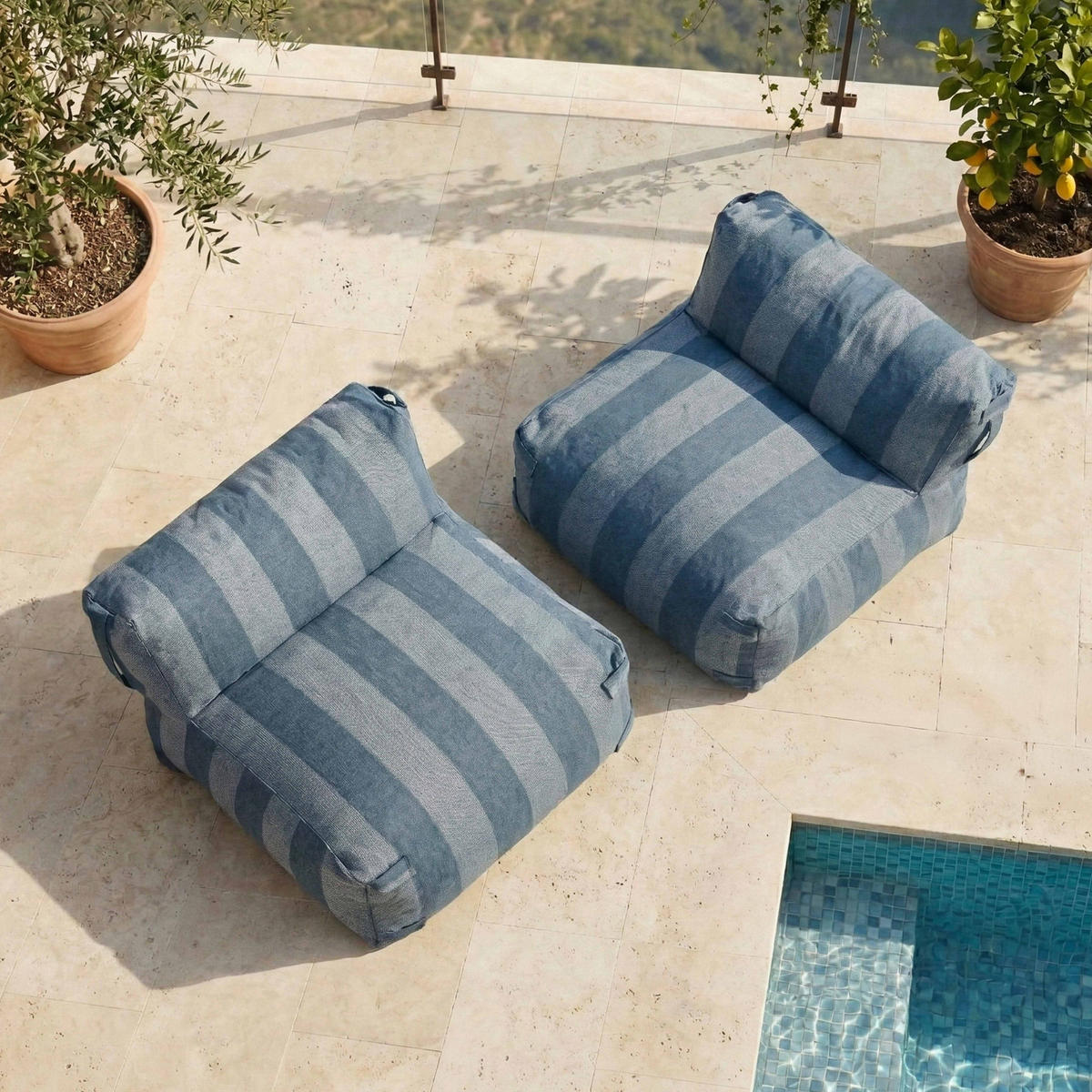 SESSEL 2-tlg., pazifisch - Blau, Textil (85/65/170cm) - Oviala