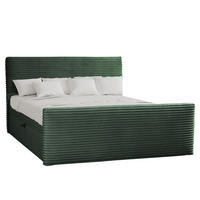 BOXBETT Mit Bettkasten Und Topper TRENTO Stoff Plüsch Cord 160x200 cm Grün H2-Pocket - Grün, Holz/Textil (160/200cm) - Kaiser Möbel