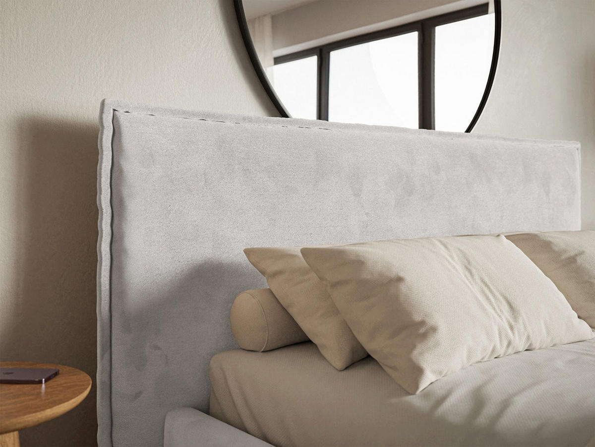 POLSTERBETT Softie Hellgrau Velours 140x200 - Hellgrau, Textil (140/200cm) - Selsey
