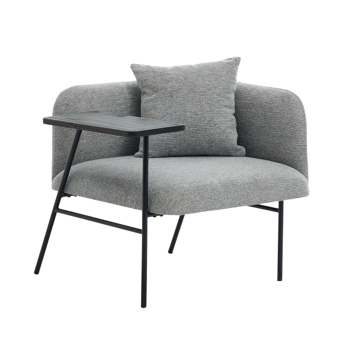 SESSEL 86/72/71 cm grau aus Chenille mit Beistelltisch - Grau, Textil (72/71/86cm) - OKWISH