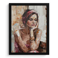 GERAHMTES BILD Frau - Lackierung - Porträt - Modern 30x40 cm - Altrosa, Papier (30/40cm) - MuchoWow