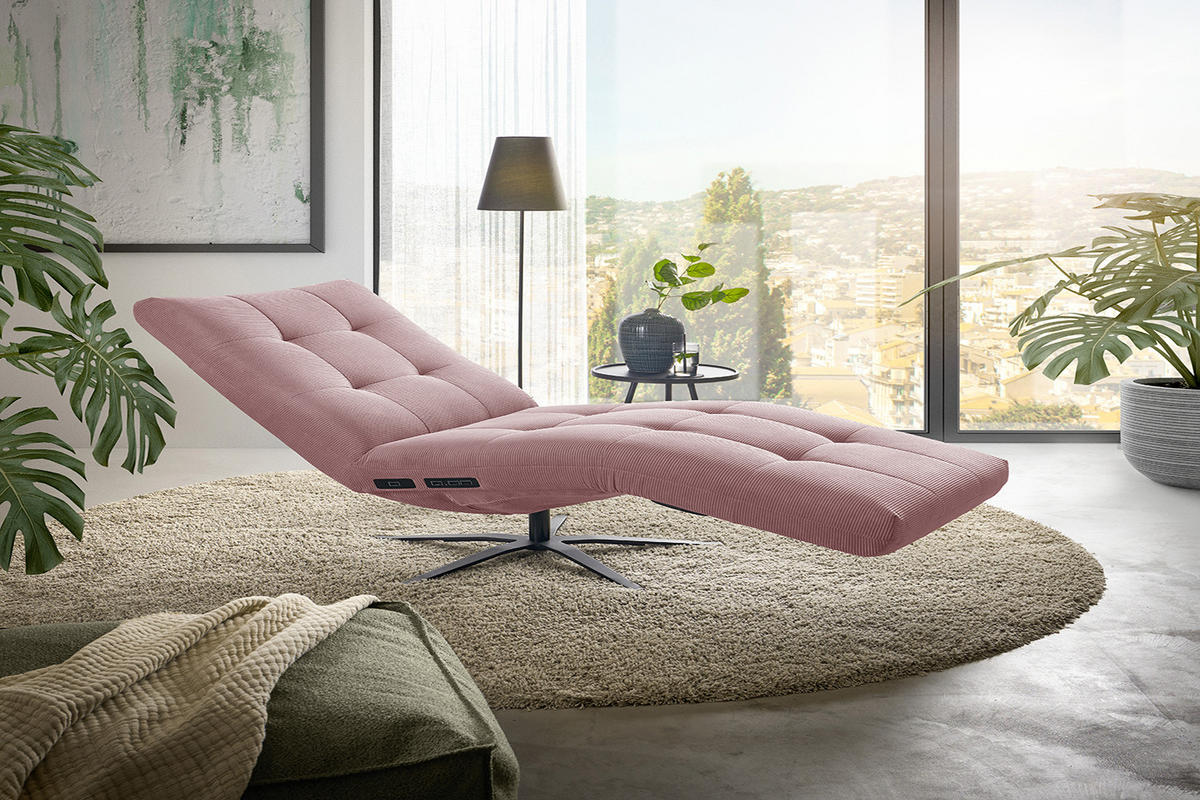 RELAXLIEGE LETICIA Pink Cord - Pink/Schwarz, Textil/Metall (82/115/156cm) - KAWOLA