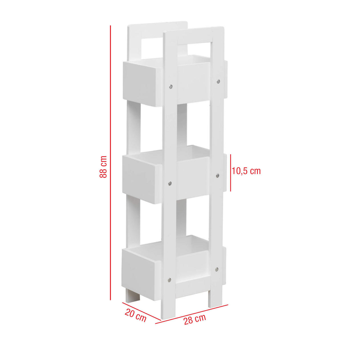 BADEZIMMERREGAL Weiß 20/28/88 cm - Weiß, Holzwerkstoff (20/88/28cm) - Mobili Rebecca