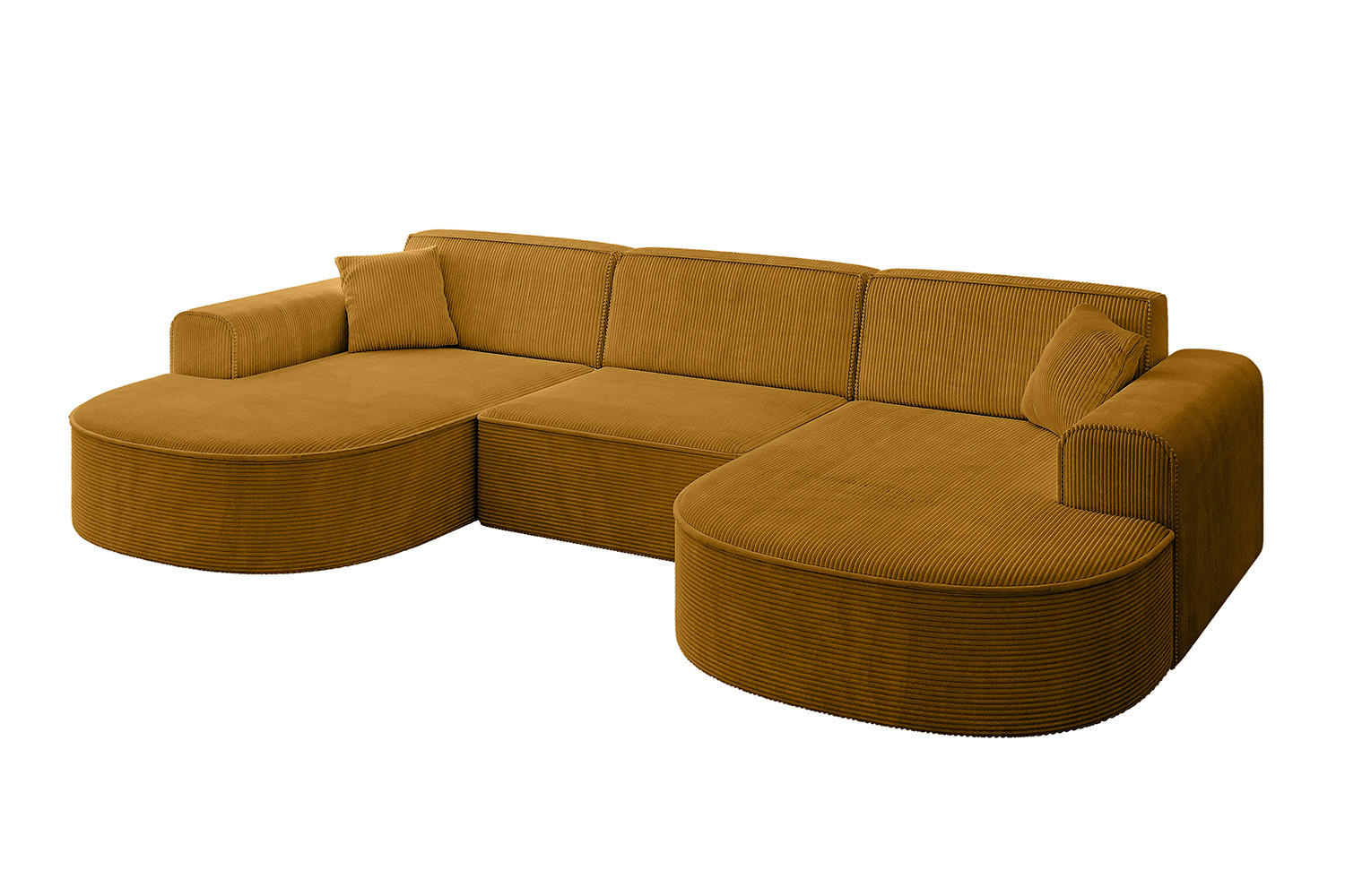 WOHNLANDSCHAFT MARI-U1 - 295x163x73,5 cm Senfgelb Cord - Gelb/Schwarz, Holzwerkstoff/Kunststoff (295/73.5/163cm) - ALTDECOR